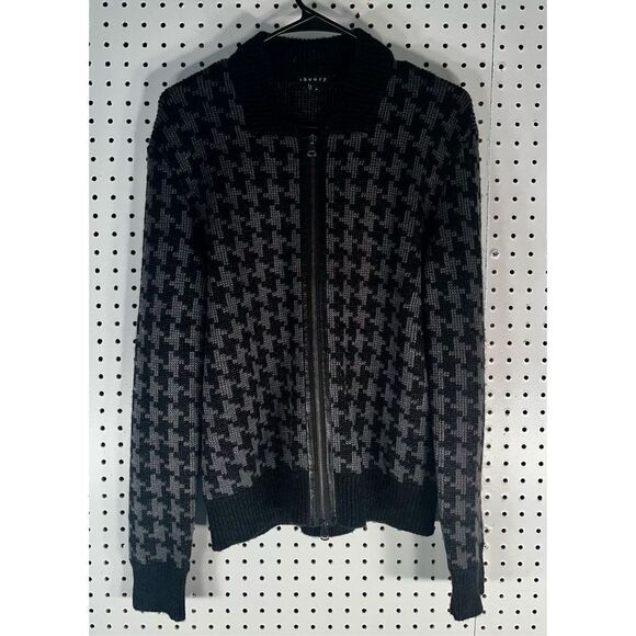 Theory houndstooth zip up wool sweater - Picture 1 of 9